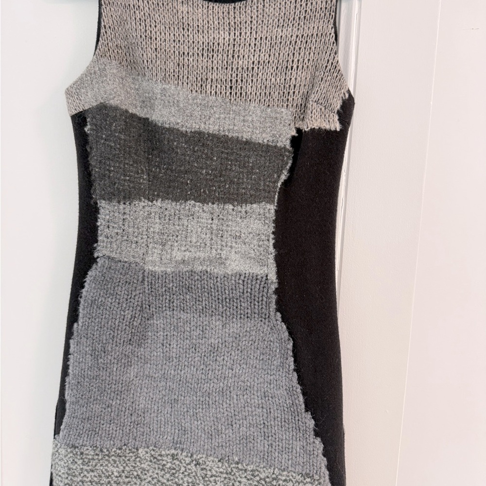 Desigual Ribbed Gray and Black Sheath Mini Dress